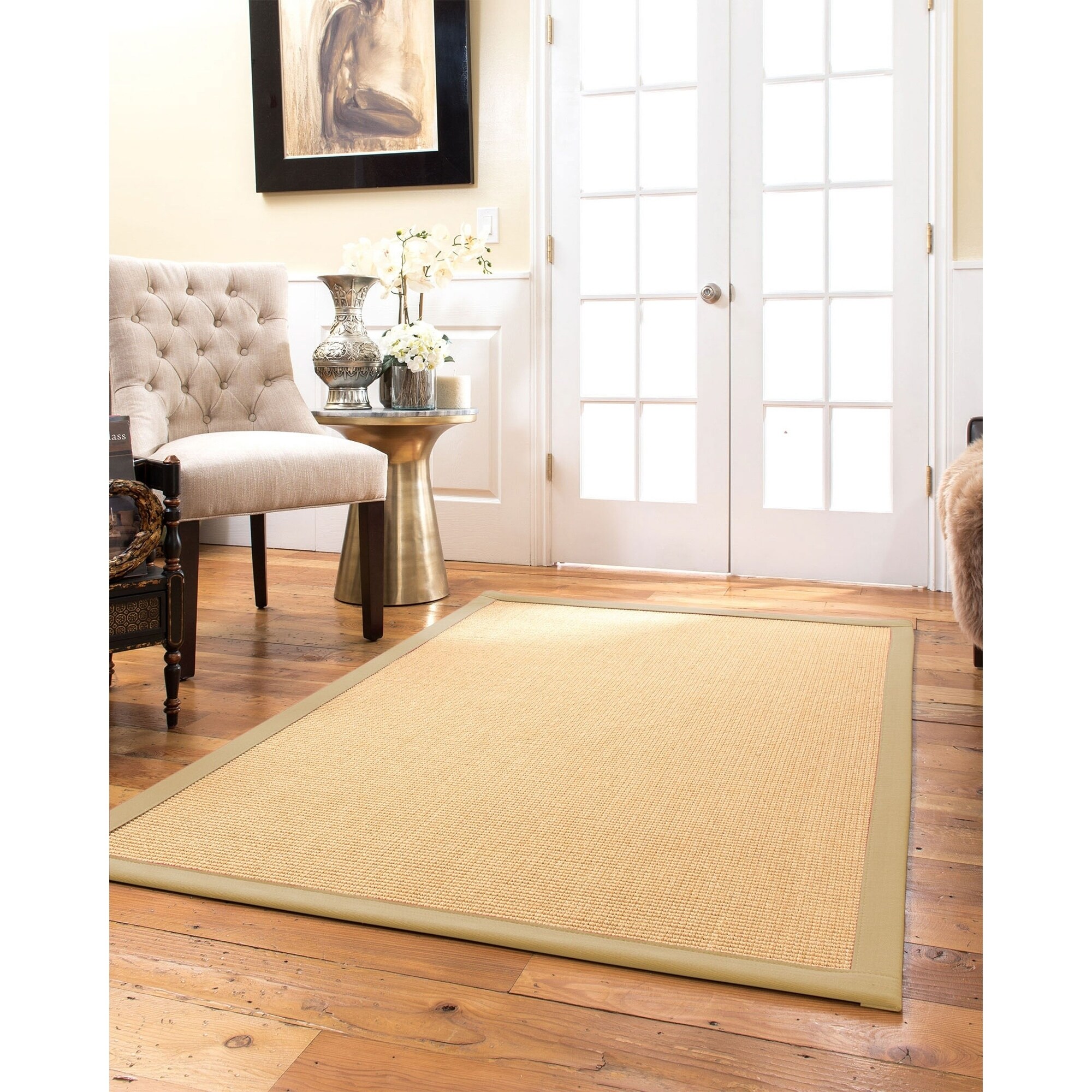 Shop Naturalarearugs Heavy Boucle Area Rug 100 Natural Sisal Sand Wide Canvas Border 2 6 X 8 Free Shipping Today Overstock 22737601