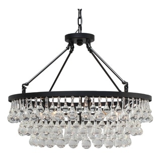 Celeste Glass Drop Crystal Chandelier, Small - N/A (Black) - Chandeliers For Bedrooms by Overstock.com