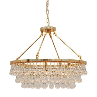 Celeste Glass Drop Crystal Chandelier, Small - N/A (Gold) - Chandeliers For Bedrooms by Overstock.com