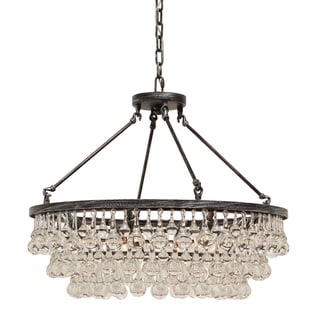 Celeste Glass Drop Crystal Chandelier, Small - N/A (Antique Silver) - Chandeliers For Bedrooms by Overstock.com