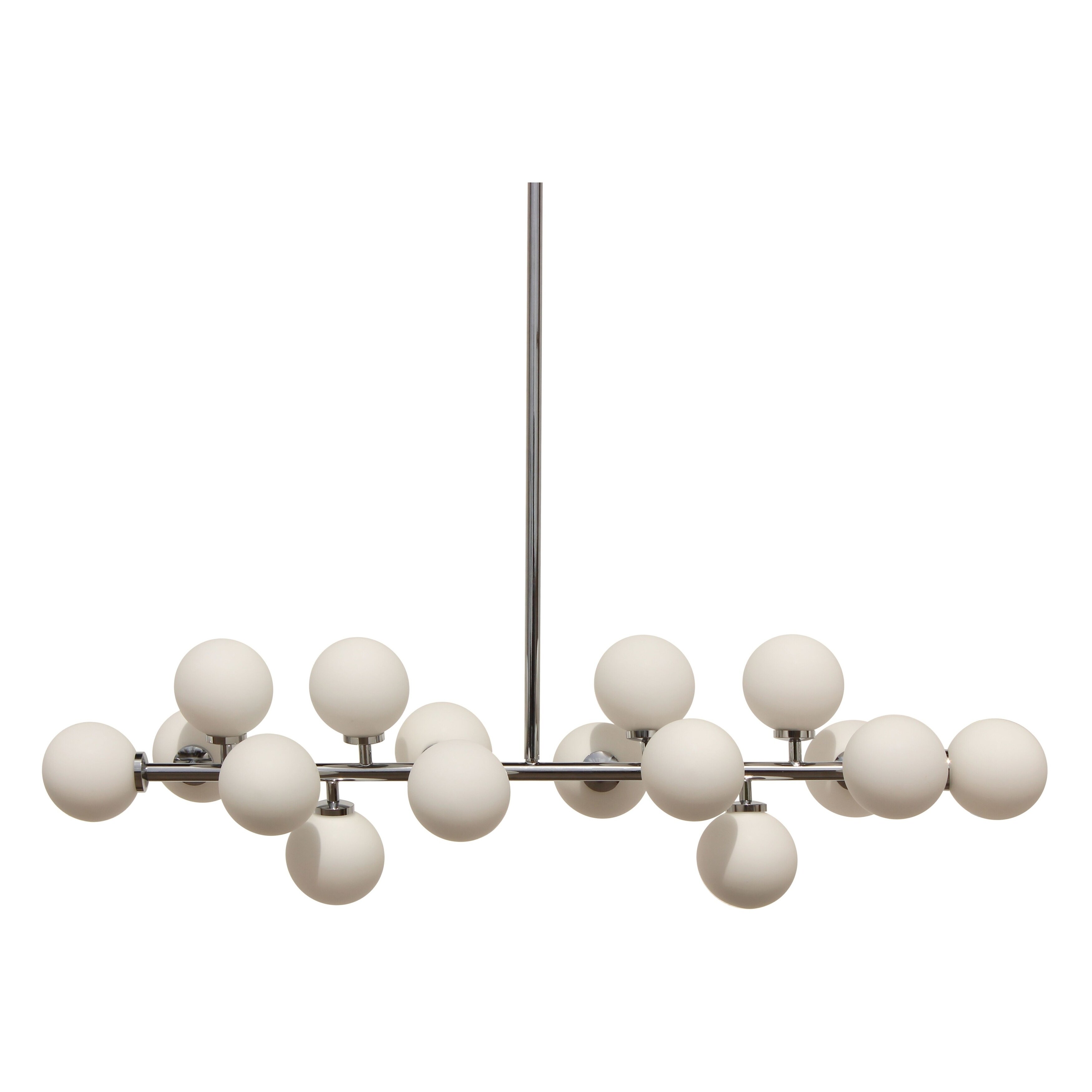 The Broadway Chrome and Frosted Glass Globe Rectangular Chandelier - Chandeliers For Bedrooms by Overstock.com