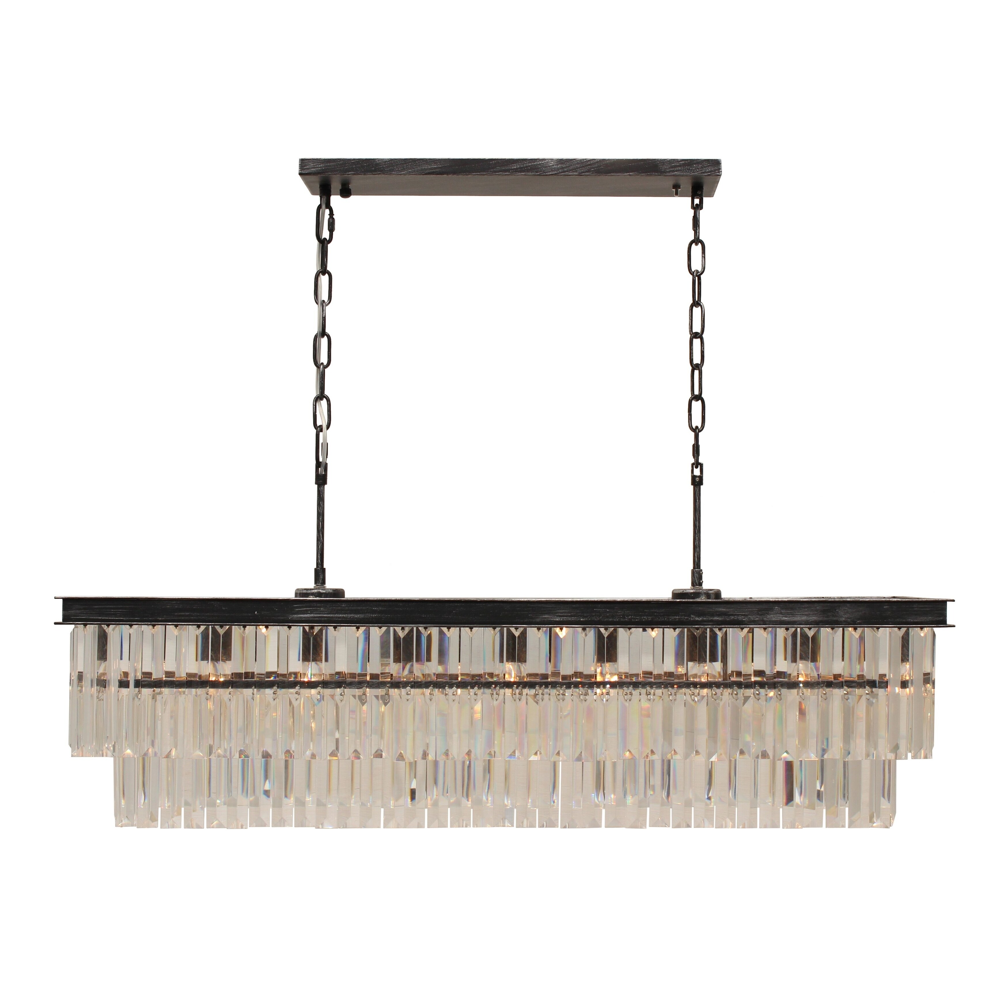 D'Angelo 40 Inch Clear Glass Crystal Prism Chandelier, Antique Silver - N/A - Chandeliers For Bedrooms by Overstock.com