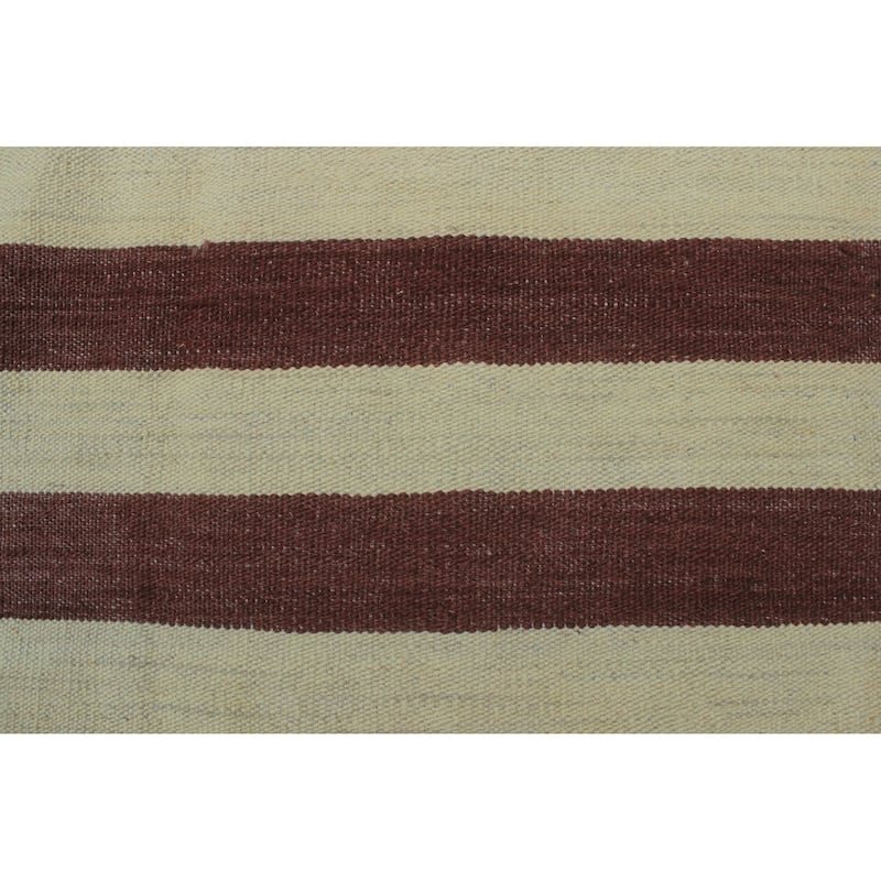 Hand-Woven Winchester Kilim Mckenzie Beige/Burgundy Rug - 6'2" x 8'9"
