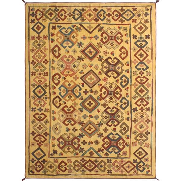 slide 2 of 5, Noori Rug Vintage Kilim Adron Gold/Rust Rug - 6'10" x 9'5"
