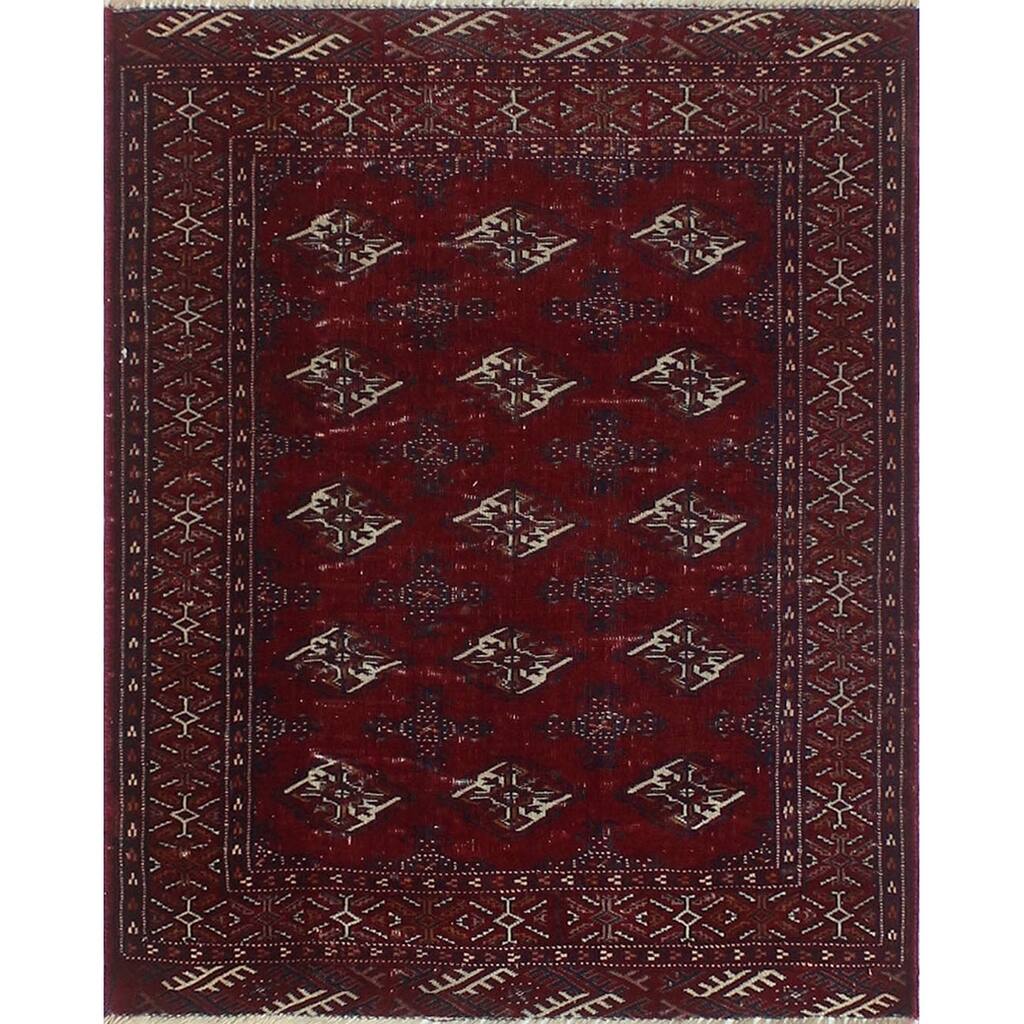 Noori Rug Vintage Turkman Mikayla Red/Ivory Rug - 2'11" x 3'9"