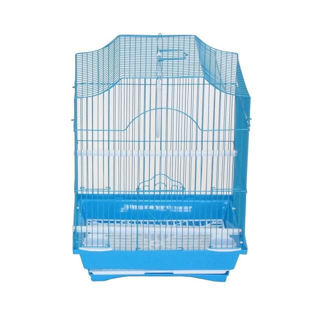 YML A1134BLU Cornerless Flat Top Bird Cage with Removable Plastic Tray, Small - Blue