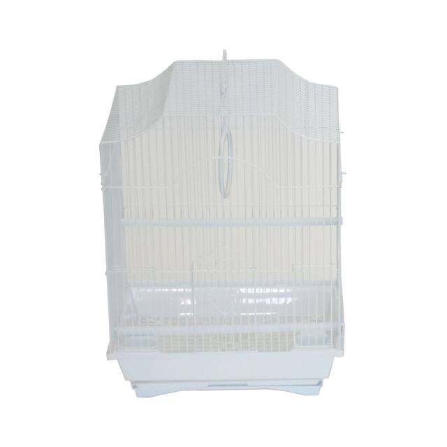 YML A1134WHT Cornerless Flat Top Bird Cage with Removable Plastic Tray, Small - White