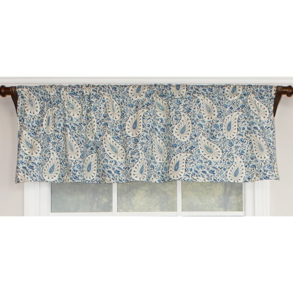 RLF Home Paisley Verveine Straght Window Valance - BlueJay