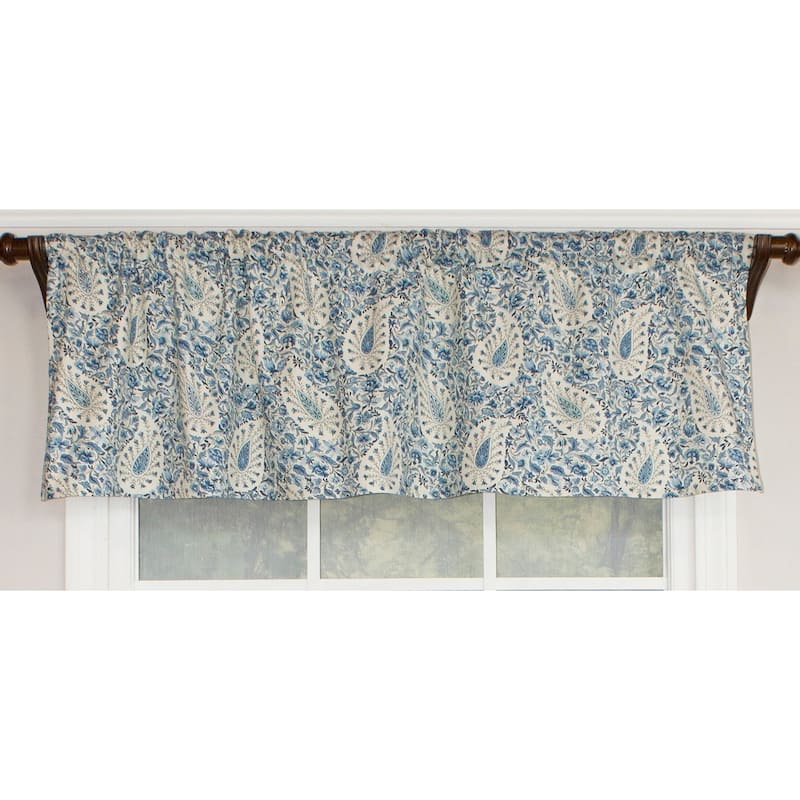 RLF Home Paisley Verveine Straght Window Valance - BlueJay
