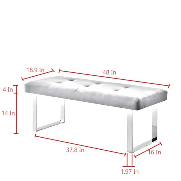 Shop Gene Pu Leather Button Tufted Bench With Stainless Steel Legs