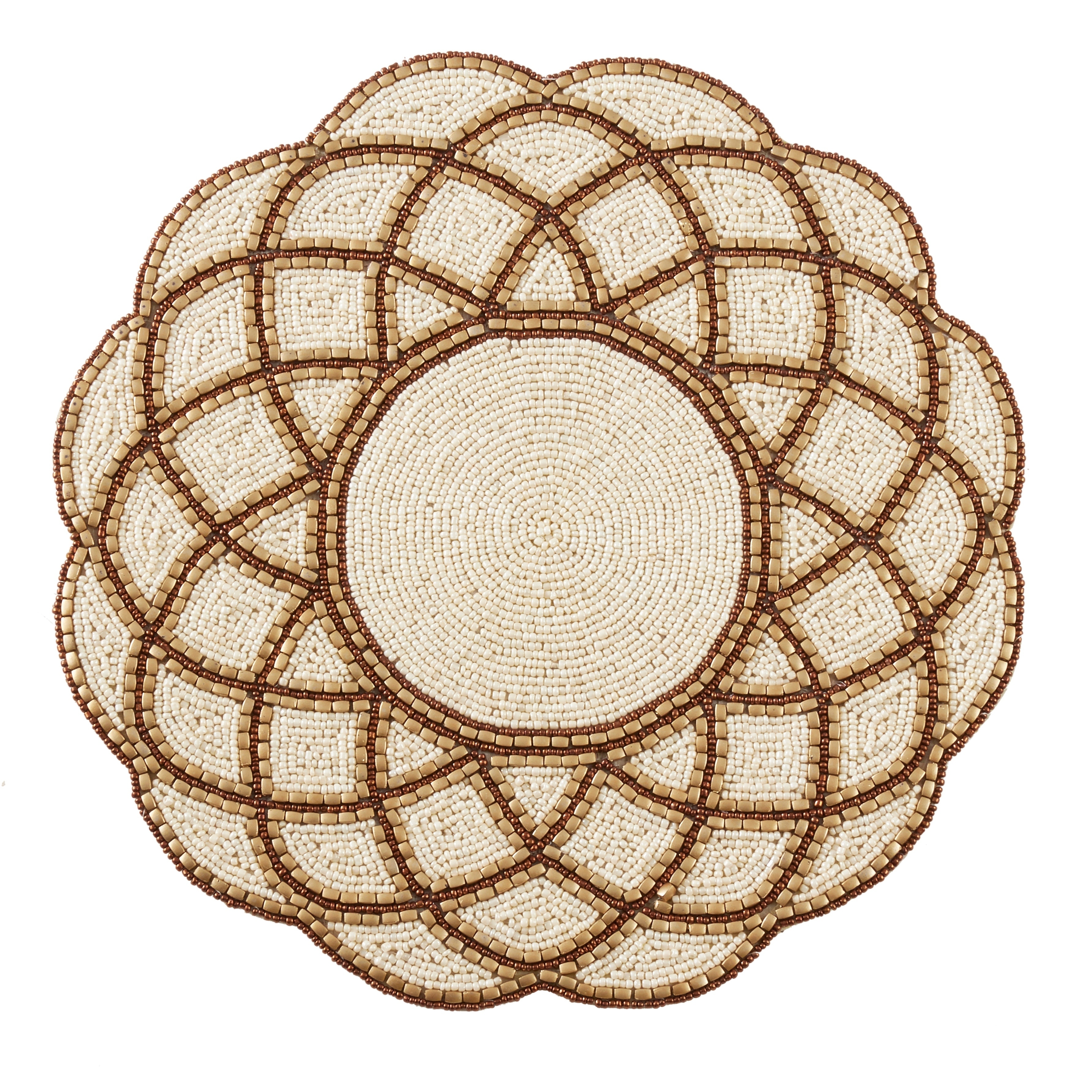 Shop Round Motif Beaded Table Placemats Set Of 4 14 X 14 Overstock