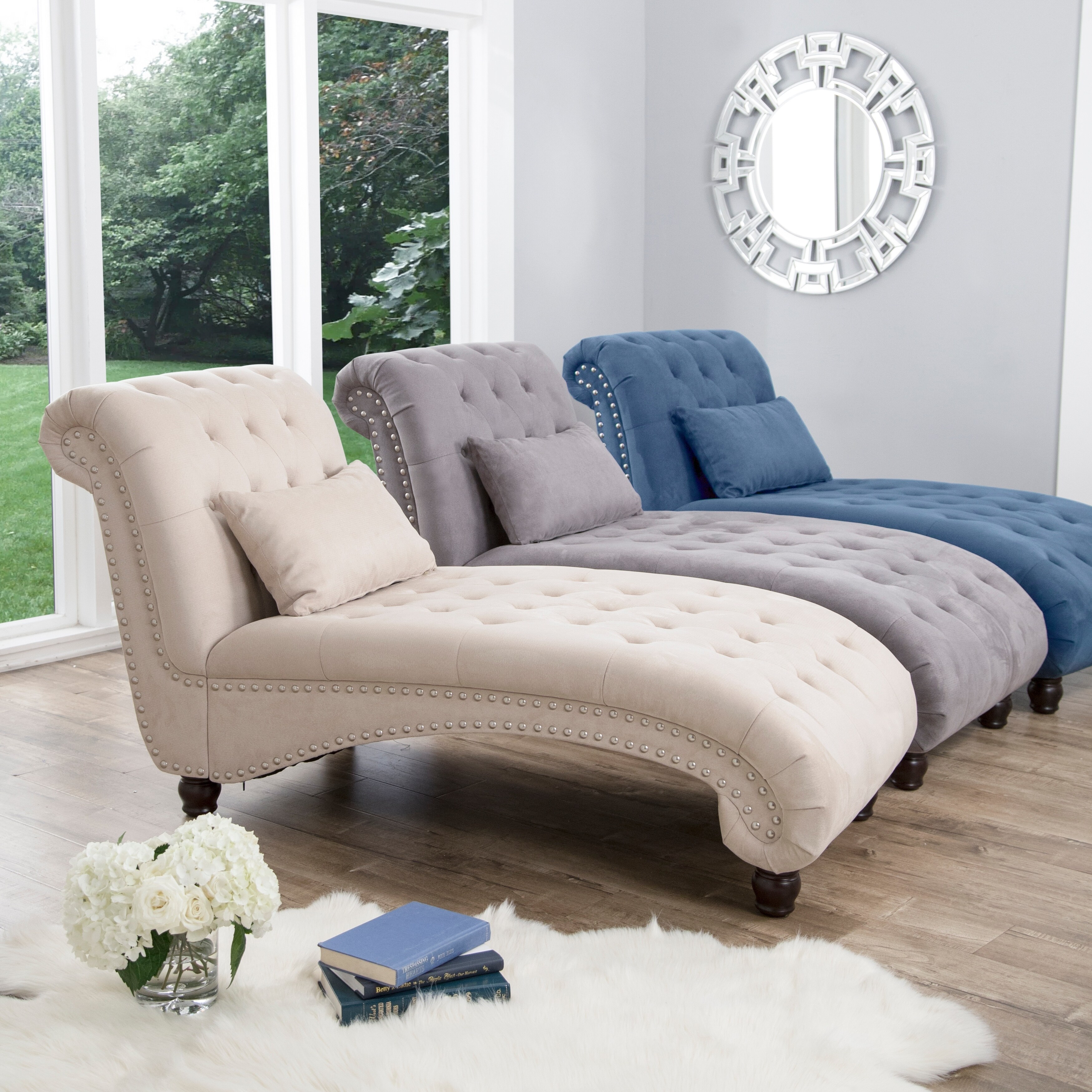 Abbyson Candace Tufted Fabric Chaise Lounge On Abbyson Candace Tufted Fabric