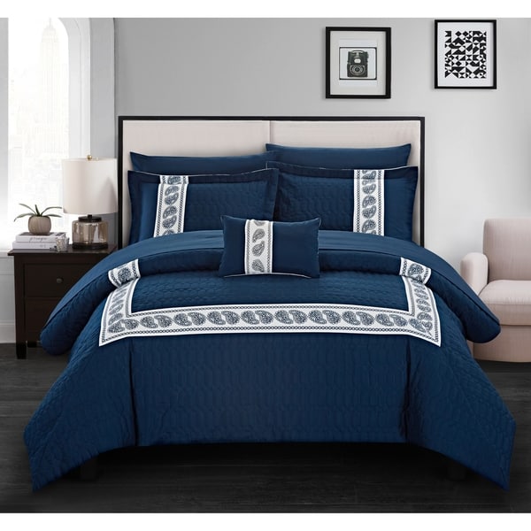Chic Home Mason 8 Piece Hotel Collection Applique Comforter Set. Opens flyout.