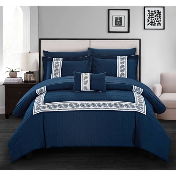 Shop Chic Home Mason 8 Piece Hotel Collection Applique Comforter