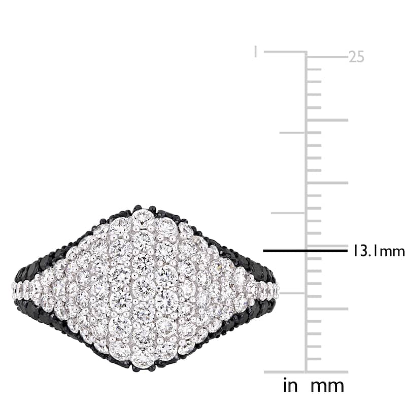 Miadora 14k White Gold with Black Rhodium 2-1/10ct TDW Black & White Diamond Cluster Ring