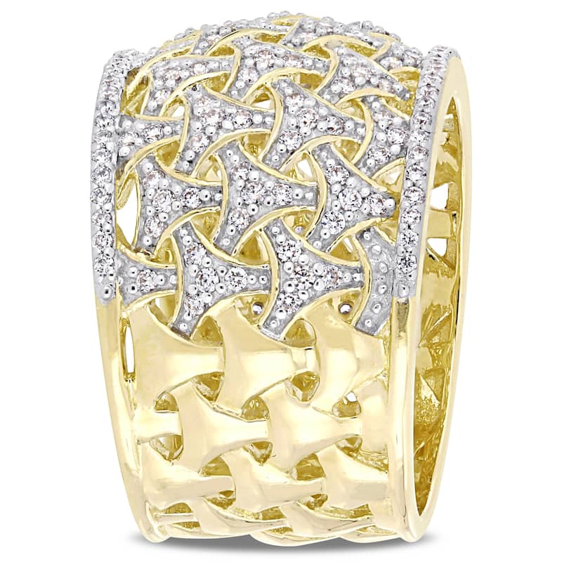 Miadora 14k Yellow Gold 3/4ct TDW Diamond Woven Anniversary Band