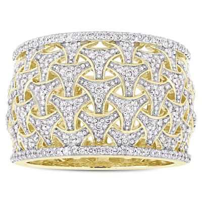 Miadora 14k Yellow Gold 3/4ct TDW Diamond Woven Anniversary Band