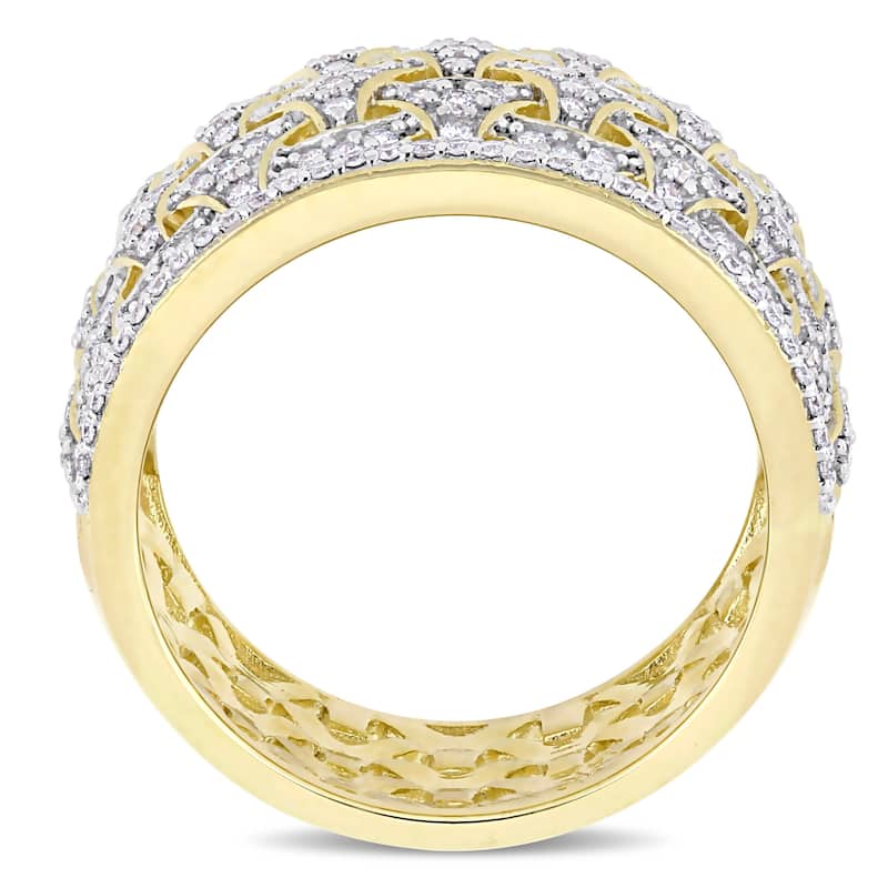 Miadora 14k Yellow Gold 3/4ct TDW Diamond Woven Anniversary Band