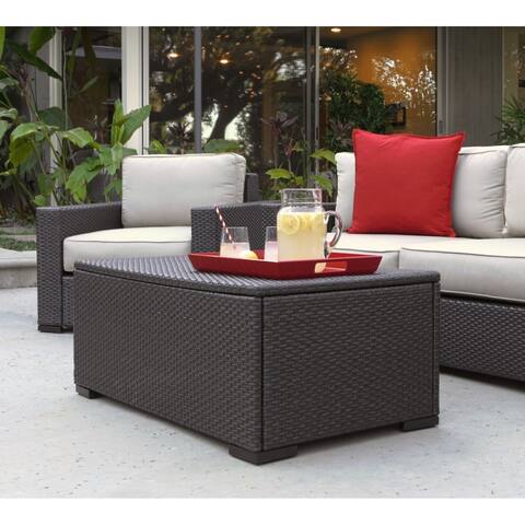 Serta Laguna Outdoor Storage Coffee Table - Brown Wicker
