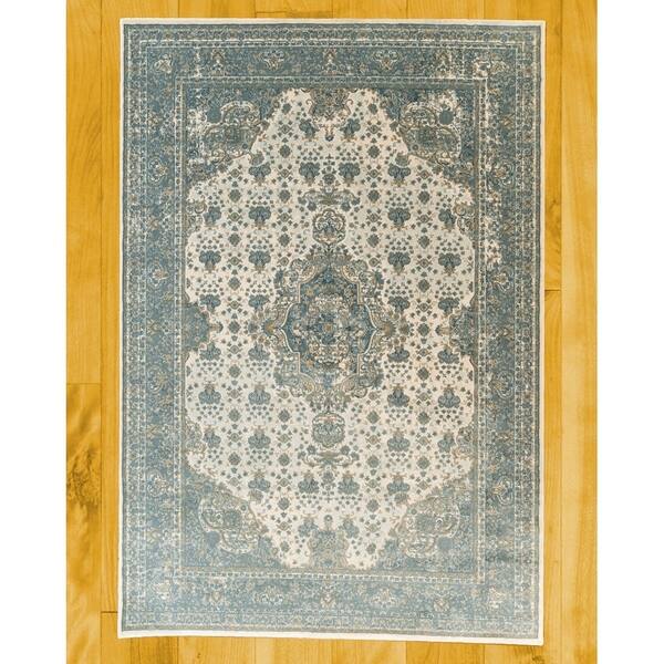 Shop Natural Area Rugs Vintage Oriental Solara Polypropylene Rectangle Rug 6 X9 Blue 6 X 9 Overstock 22747938