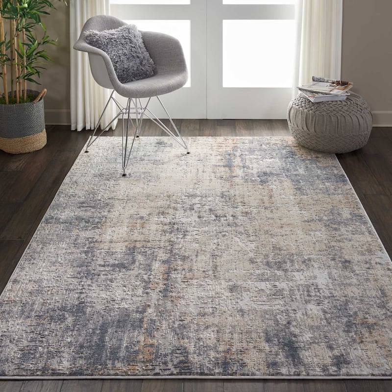 Rustic Textures Distressed Contemporary Abstract Area Rug