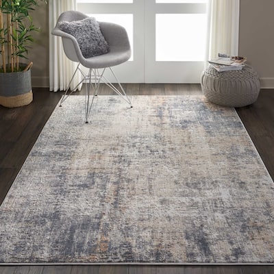 Rustic Textures Distressed Contemporary Abstract Area Rug