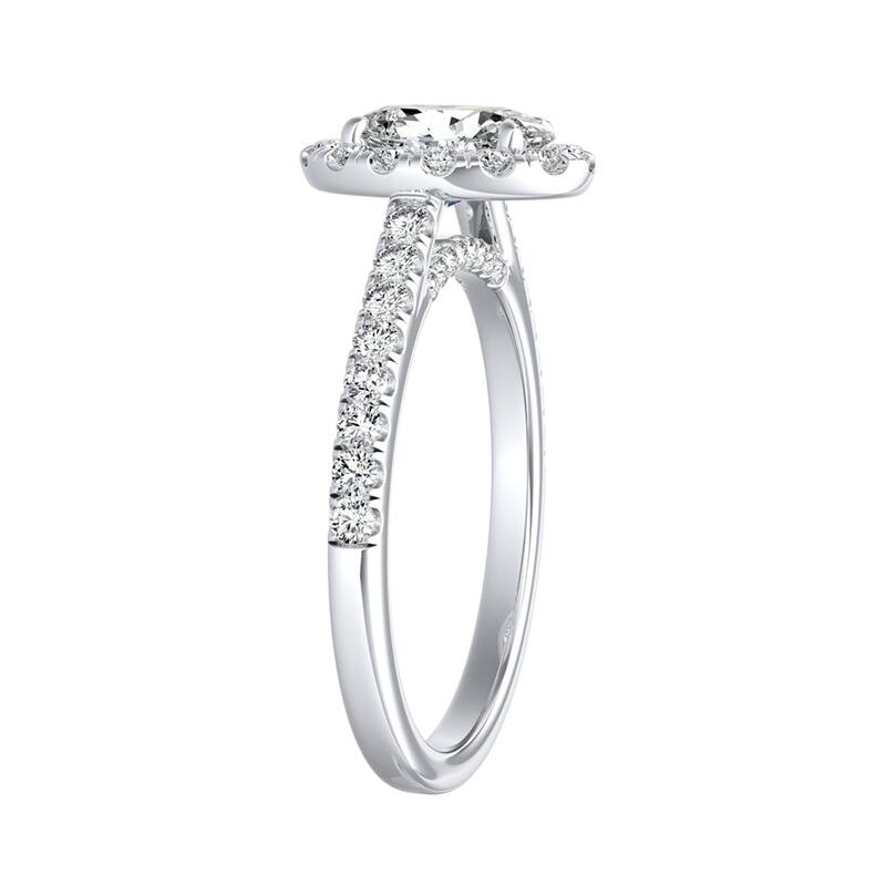 Auriya Platinum 9/10ct TDW GIA Certified Oval-cut Diamond Halo Engagement Ring (I-J, I1-I2) - White I-J