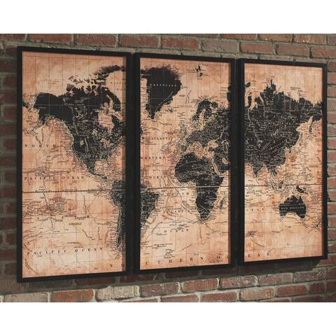 Pollyanna World Map Wall Art - Tan