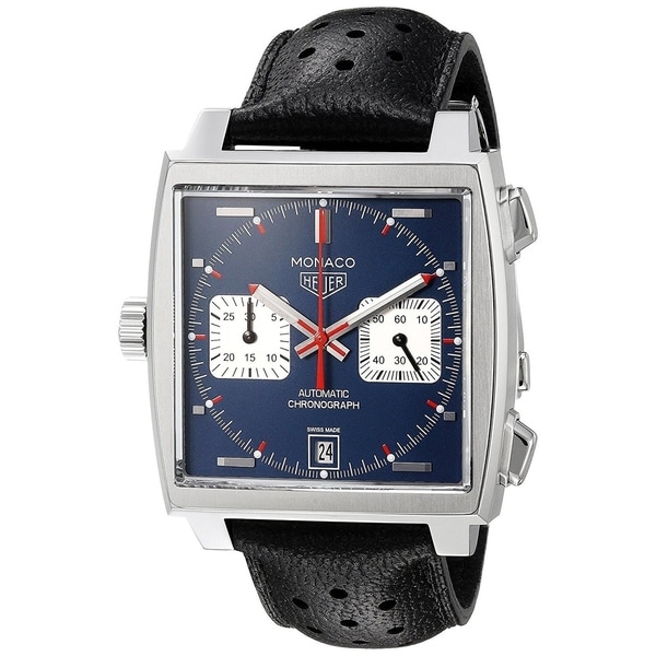 Tag Heuer Men's CAW211P.FC6356 'Monaco' Chronograph Automatic Black Leather Watch. Opens flyout.