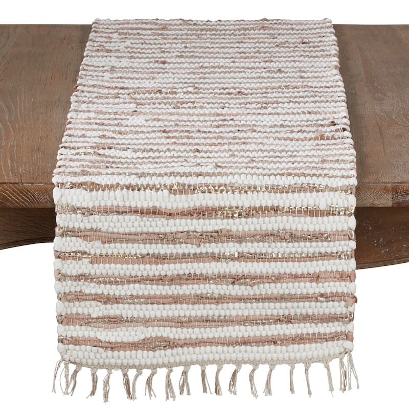 Leather And Cotton Woven Chindi Table Runner
