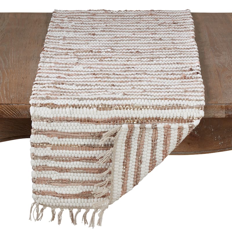 Leather And Cotton Woven Chindi Table Runner