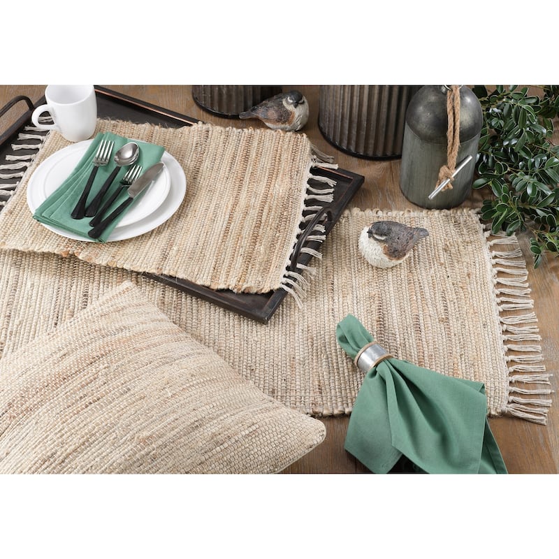 Jute Table Runner With Chindi Design