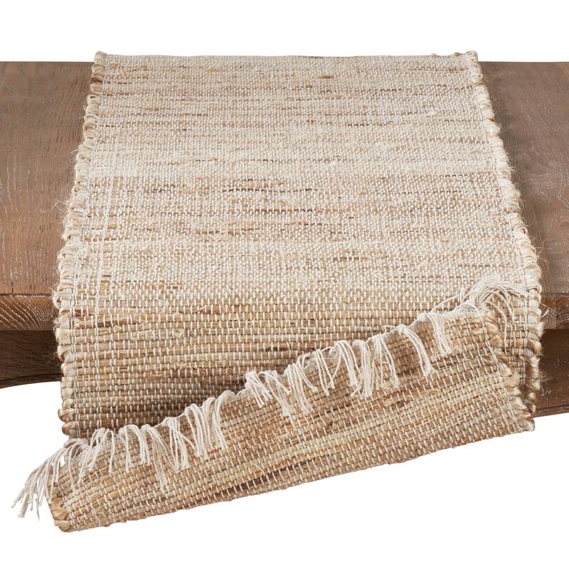 Jute Table Runner With Chindi Design