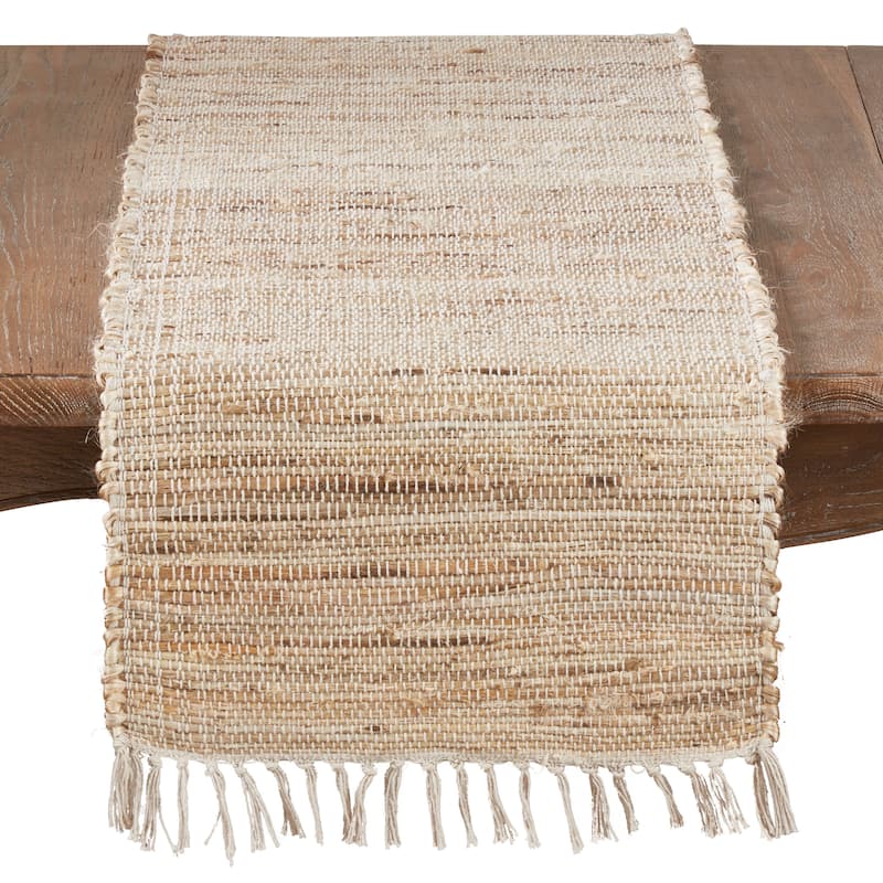 Jute Table Runner With Chindi Design - 16" x 90"