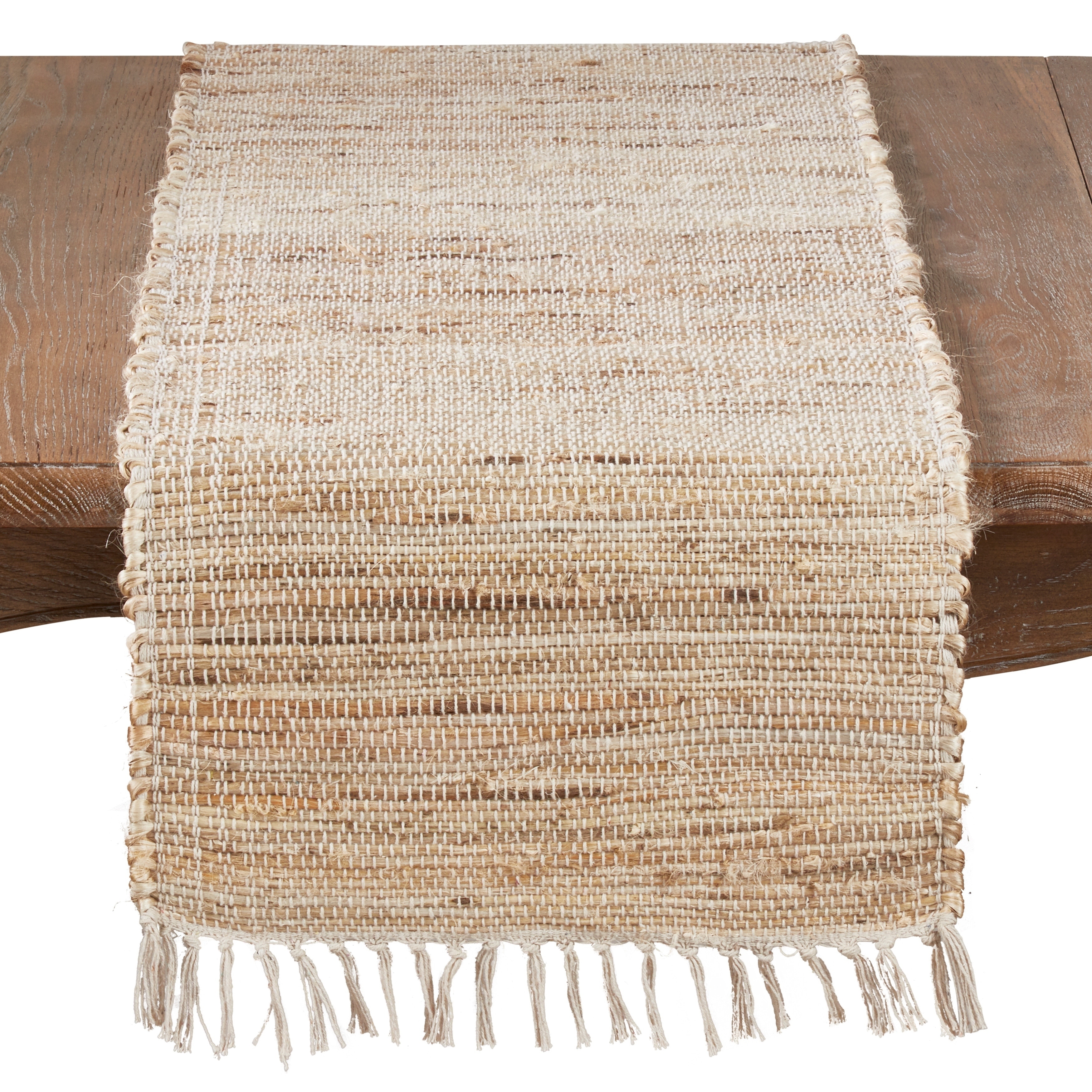 Jute Table Runner With Chindi Design