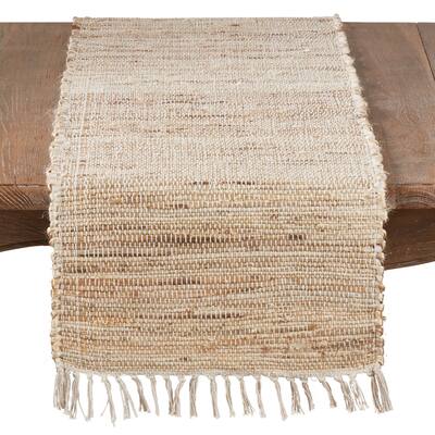 Jute Table Runner With Chindi Design