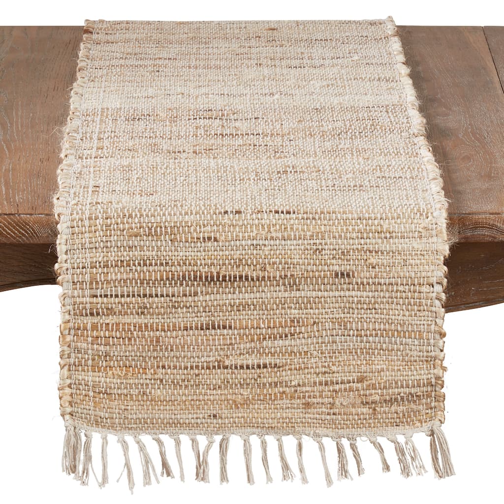 Jute Table Runner With Chindi Design