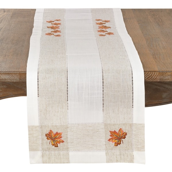 slide 2 of 3, Autumn Design Poly And Linen Blend Runner