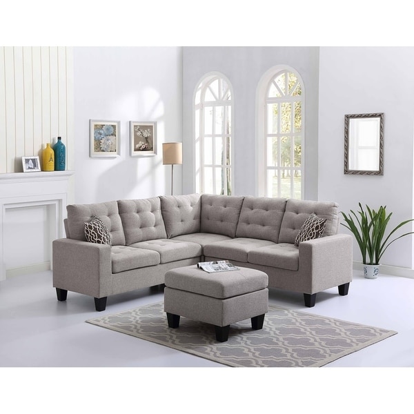 Grey Linen Sectional Sofa And Ottoman Free Shipping Today Grey Linen Sectional Sofa And Ottoman