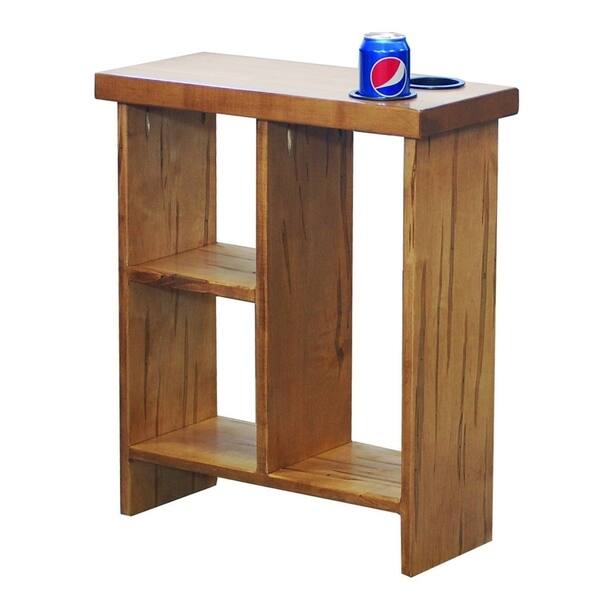 Shop Slim Side Table In Wormy Maple Wood With Storage Cubes And Cup Holders On Sale Overstock 22750063