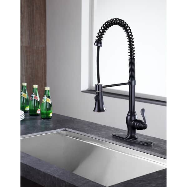 Shop Anzzi Bastion Single Handle Pull Down Kitchen Faucet In Oil