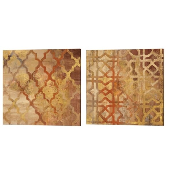 Albena Hristova 'Gilded Trellis & Gilded Rocking Moroccan' Canvas Art (Set of 2)