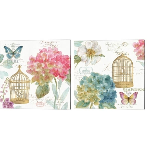 Lisa Audit 'Rainbow Seeds Floral Birdcage' Canvas Art (Set of 2)