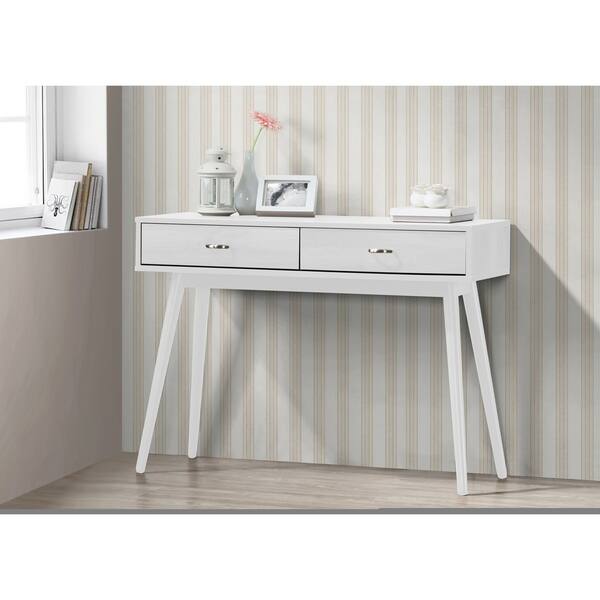 Shop Black Friday Deals On Montage White 2 Drawer Mid Century Modern Desk Overstock 22750527