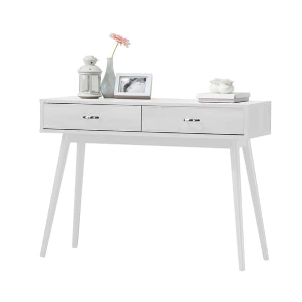 Montage White 2 Drawer Mid Century Modern Desk Montage White 2 Drawer Mid Century Modern Desk