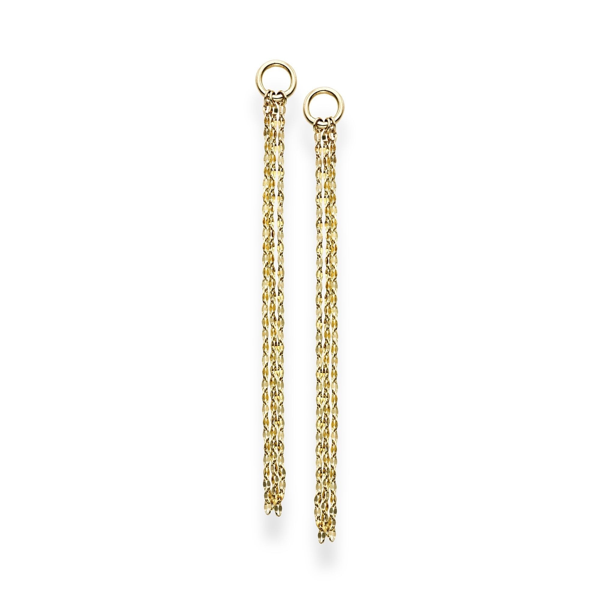 14k Yellow Gold Dangling Earrings, 65mm x 10mm