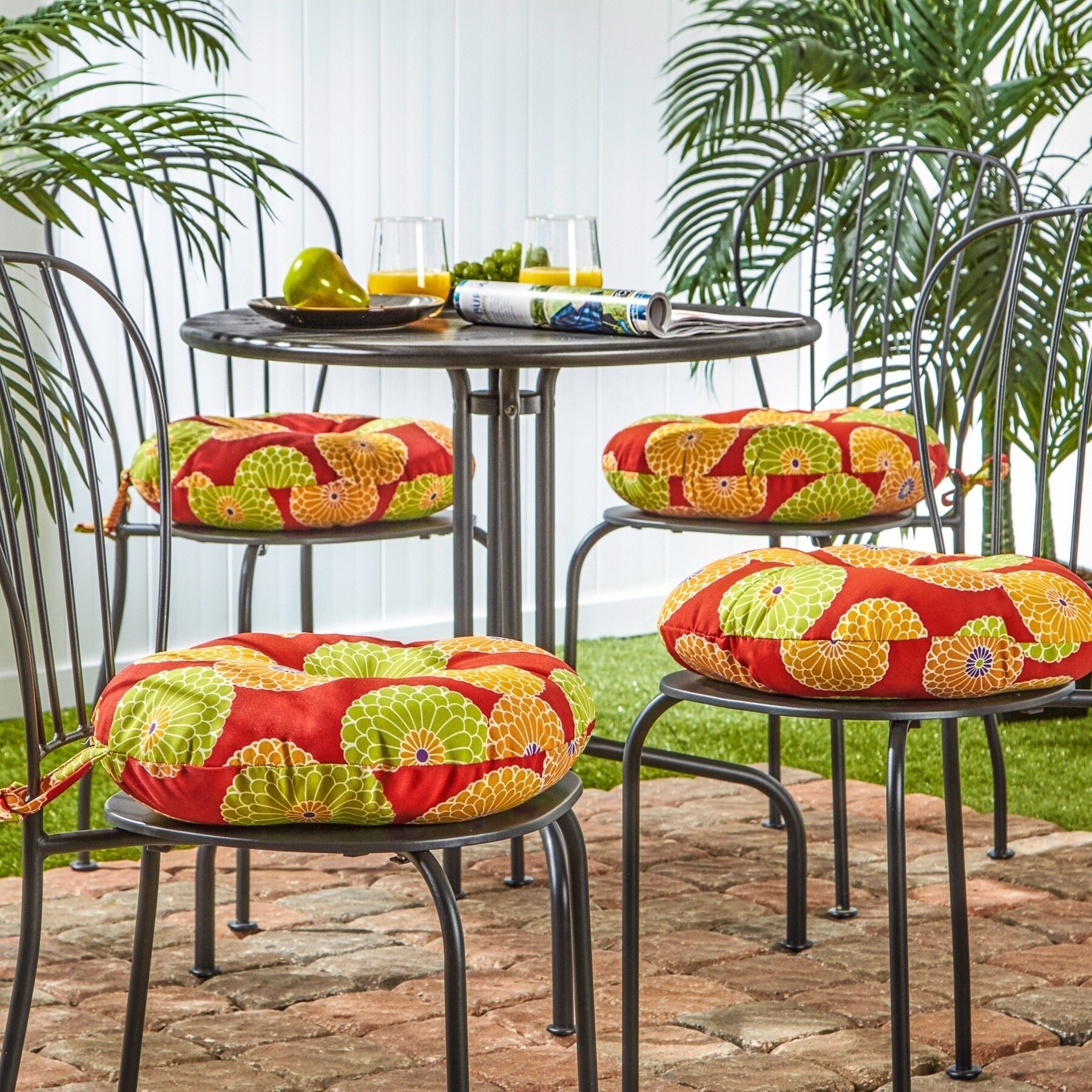 Eastport 15 inch Round Outdoor Bistro Chair Cushion Set of 4 by