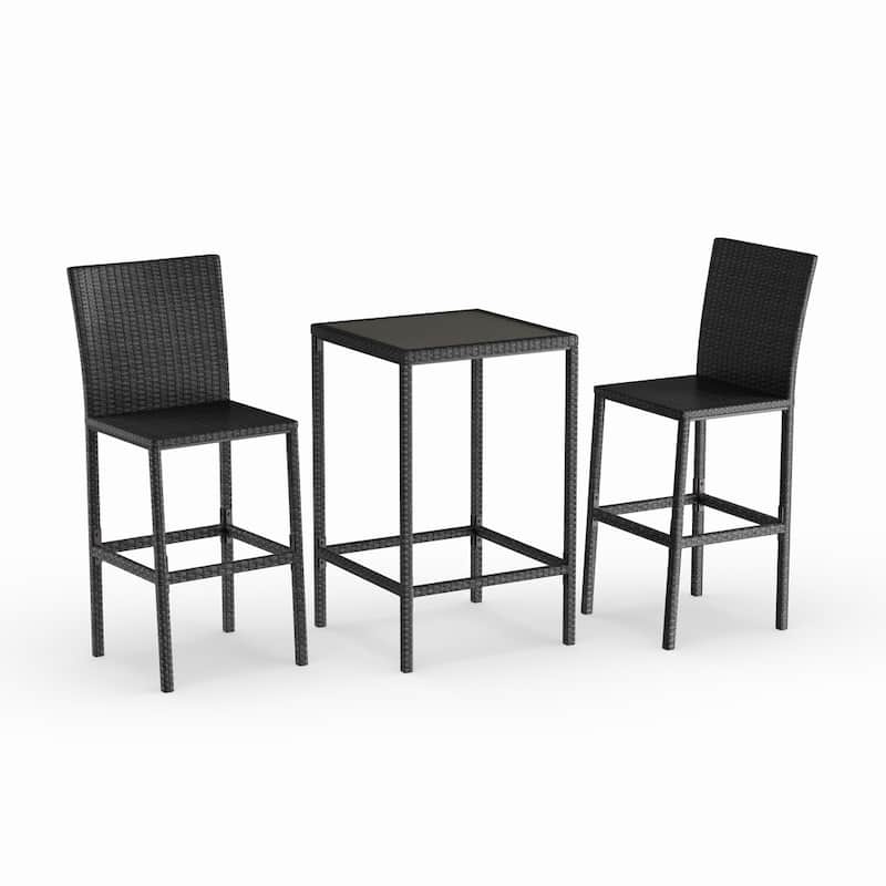Santa Cruz 3-piece Outdoor Rattan Wicker Bistro Dining Set by Havenside Home