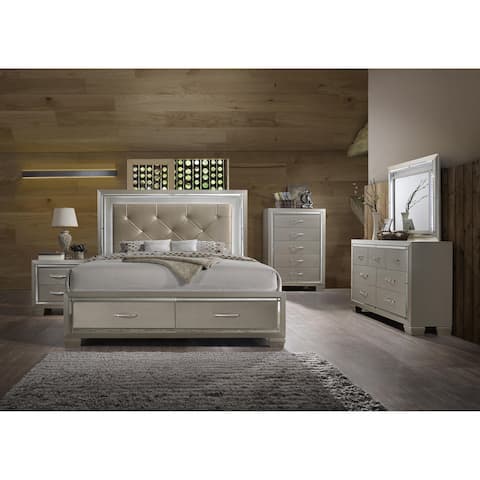Silver Orchid Odette Glamour King Platform Storage 6-piece Bedroom Set