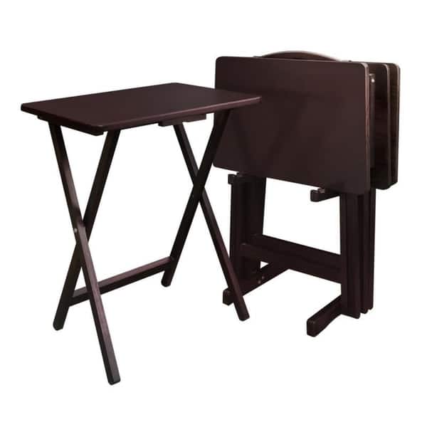Porch & Den Laflin Solid Wood Traditional 5-piece Tray Table Set
